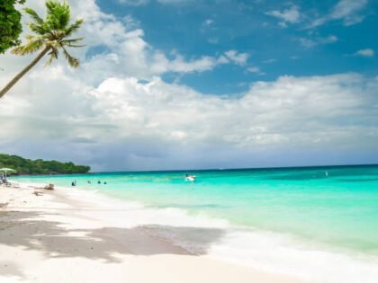 View on paradies beach of Playa Blanca on Island Baru by Cartagena in Colombia